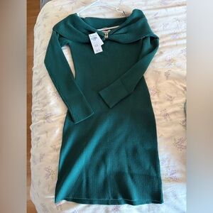 Abercrombie & Fitch Ribbed Green Sweater Dress Size Medium